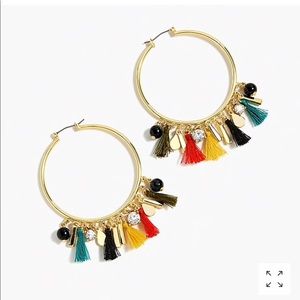 NWT JCREW MULTI COLOR TASSEL HOOPS
